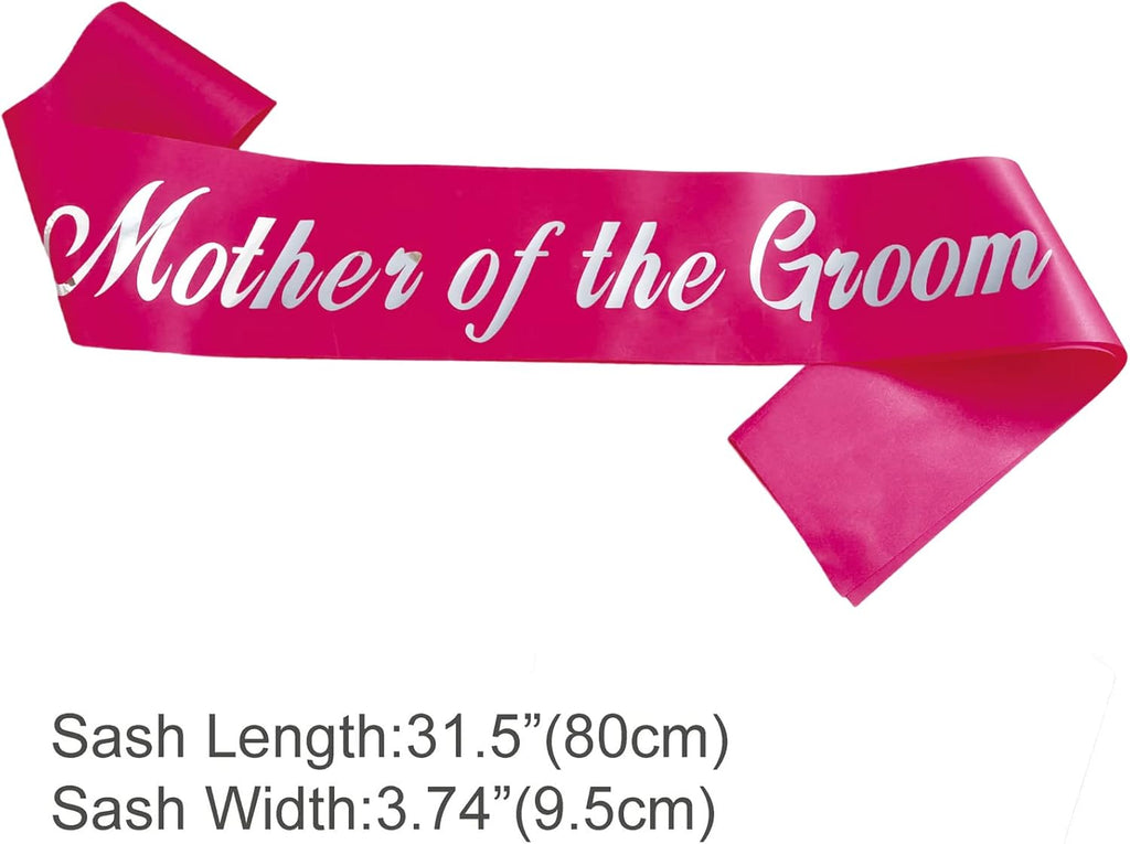 KETAOO Mother of the Groom Sash, Silver Foil Pink Sash for Mother of the Groom for Bridal Shower Favors Engagement or Wedding Party Accessories