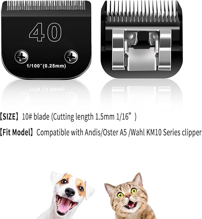 3PACK 40 Blades Dog Grooming Blades Compatible with Ainds/Oster A5/Wahl KM-10 Series Dog Clippers,Detachable Clipper Replacement Blade，Black-PawvioPets