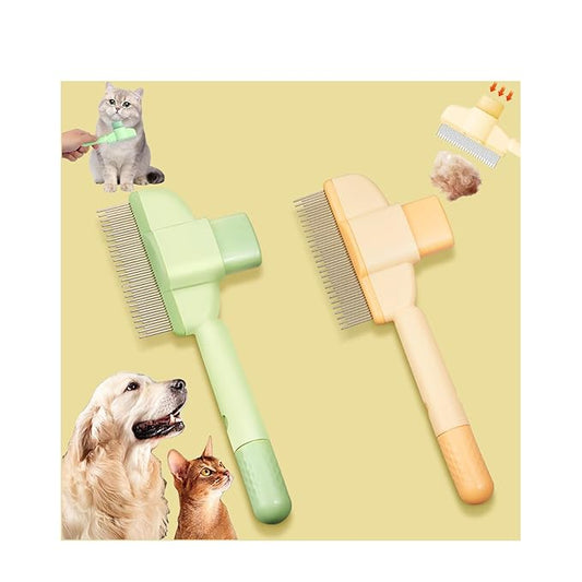 2 Pcs Brush for Cats, brush Cat Comb, Avatore brushs-Removes Fur & Relieves Pain, Upgrade Dog and Cat Hair Removal with Release Button, Multi-function Grooming Brushs for Short&Long Cats-PawvioPets