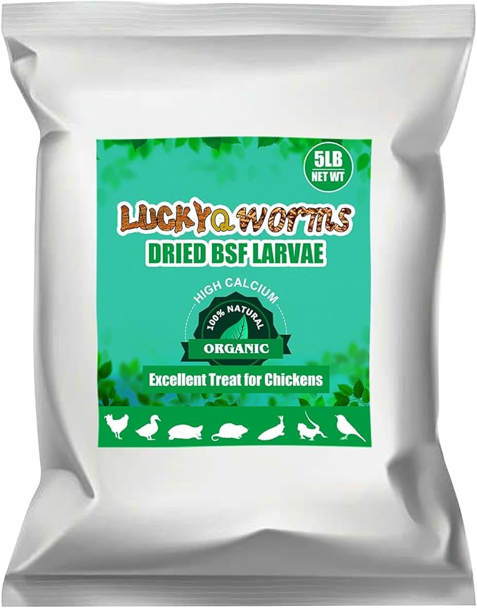 Dried Black Soldier Fly Larvae, 85X More Calcium Than Mealworms High-Protein BSF Larvae Chicken Treats Non-GMO BSFL for Chickens, Hens, Ducks, Wild Birds 5LBS-PawvioPets