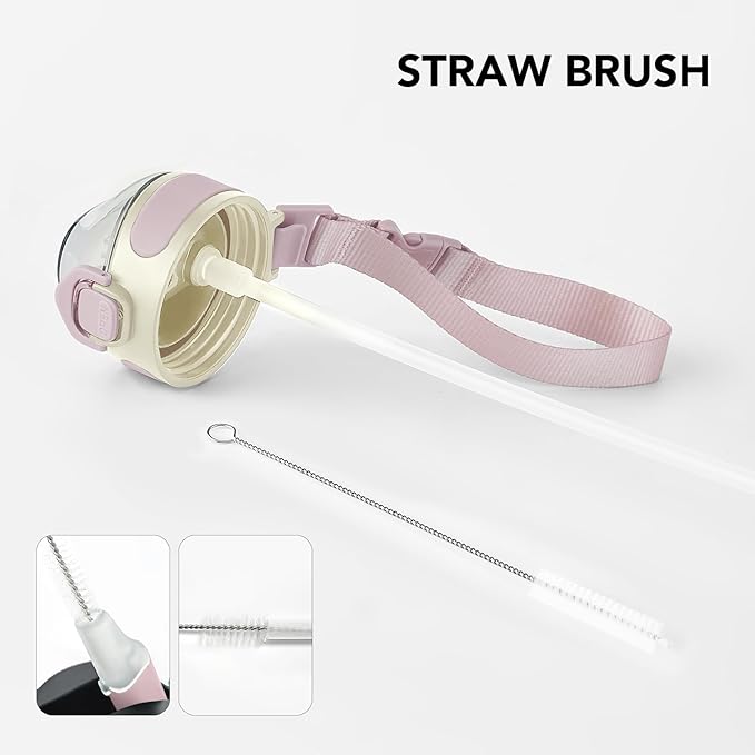 Enerbone 32 oz Insulated Water Bottle, Stainless Steel Bottle with Carrying Strap, Double-Wall Vacuum Insulation Design, Leakproof Sports Bottle with Straw, Keep Drinks Cold or Hot for Hours-PawvioPets