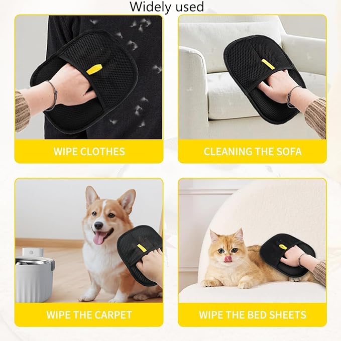 2025 New Pet Hair RemovalGlove,Upgraded Animal Fur Removal Tool,Yomi Pet Hair Remover Glove, Washable Reusable Double Sided Static Pet Hair Removal Glove forCouch,Furniture,Carpet,CarSeat. (2pcs)-PawvioPets