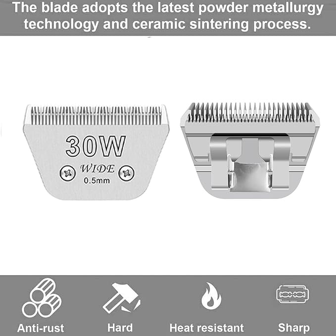 5PCS Wide Blades for Dog Grooming Blades Compatible with Andis Dog Clipper,Dog Clipper Blades for Oster A5,Wahl km10 Dog Clippers Stainless Steel for Animal Dog,Cat,Horse,Size:#10W+30W+4FW+5FW+7FW-PawvioPets