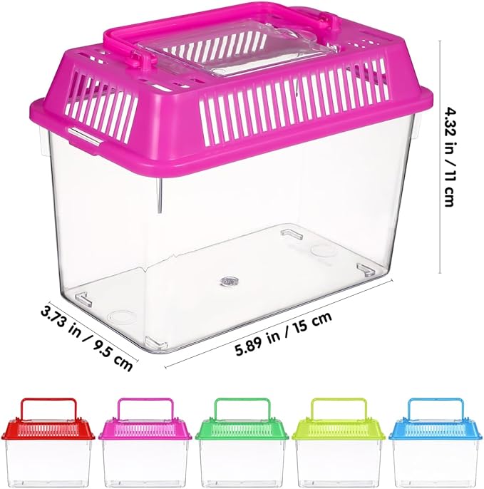 5pcs Small Fish Carrier with Breathable Lids, Portable Betta Fish Tank, Clear Breeding Boxes for Lizard, Turtle, Tarantula（Assorted Color）-PawvioPets