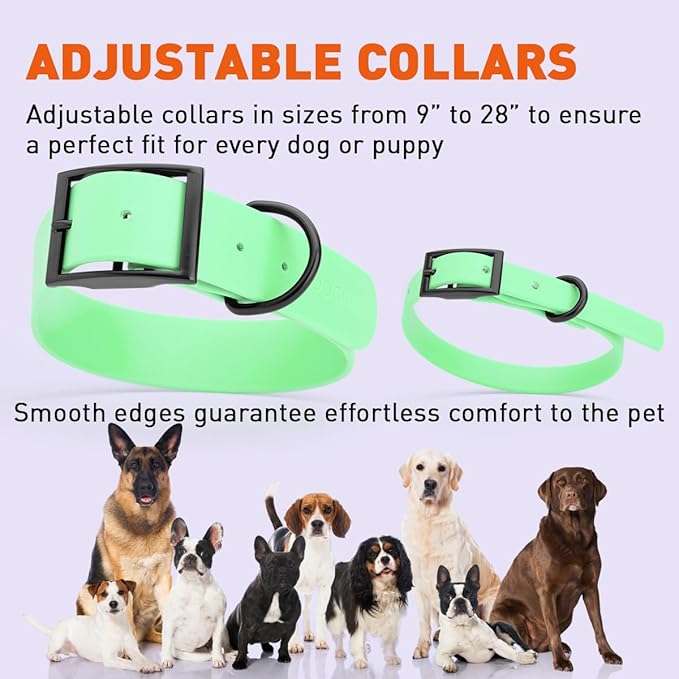 Dogline Biothane Waterproof Dog Collar Strong Coated Nylon Webbing with Black Hardware Odor- Proof for Easy Care Easy to Clean High Performance Fits Small Medium or Large Dogs, Sea Foam Green-PawvioPets