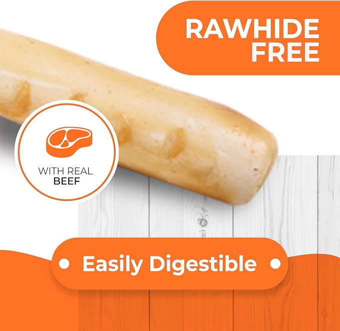 Canine Naturals Beef Chew - Rawhide Free Dog Treats - Made with Real Beef - Poultry Free Recipe - All-Natural and Easily Digestible - 5 Pack of 7 Inch Large Rolls for Dogs 50-75lb-PawvioPets