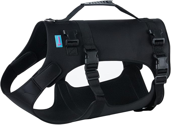 Dog Lift Harness, Rehabilitation Lifts Vest for Dogs, Support & Recovery Sling, Adjustable Breathable Lifting Straps for Old, Joint Injuries, Arthritis, Paralysis Dogs Walk (XL, Black)-PawvioPets