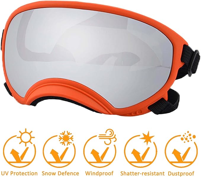 Dog Sunglasses, Large, UV Protection, Adjustable Strap, Soft Foam, Black-PawvioPets