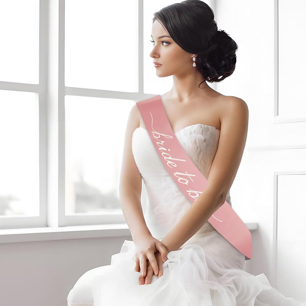 MILVOWOC Rose Glod Bride to Be Sash in Soft Satin, Bachelorette Party Wearable, Bridal Shower Accessory, Bach Decorations, Bridesmaid Present, Engagement Celebration Supplies,1 Pack