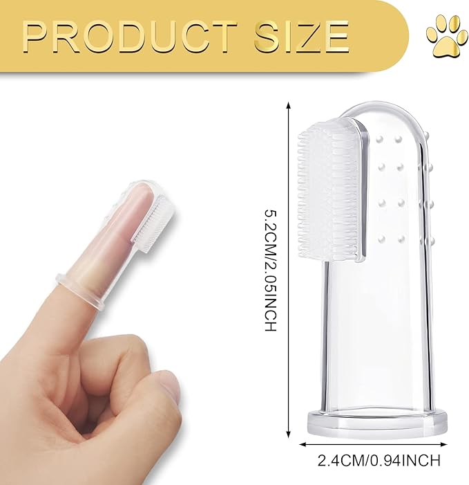 BLMHTWO 5 Pieces Dog Tooth Brushing Kit Finger Toothbrush for Dogs Cat Puppy Toothbrushs with Silicone Bristles and 16 Round Particles Thickened Silicone-Layer Transparent Dog Toothbrushs for All Pets-PawvioPets