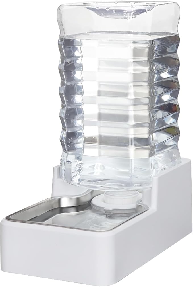 Automatic Dog Water Dispenser: White 9L Stainless Steel Gravity Feeder - BPA-Free Large Capacity for Pets-PawvioPets