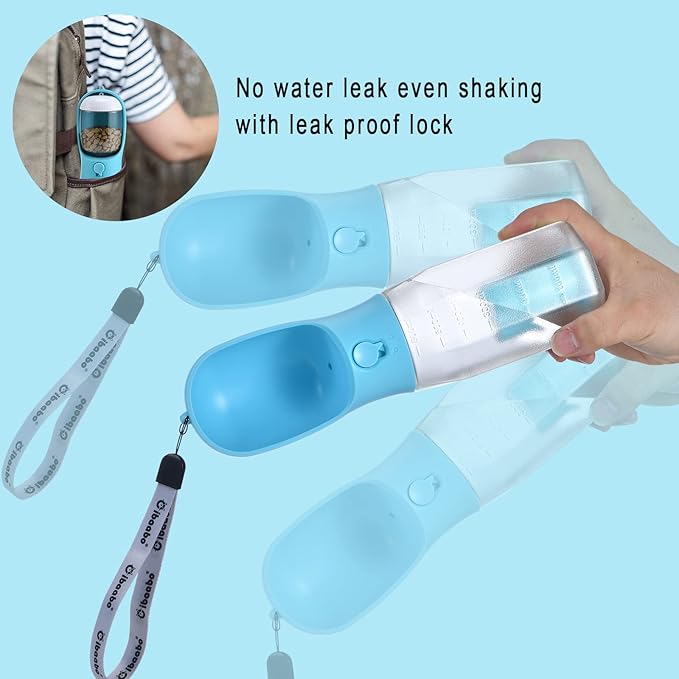 Dog Water Bottle with Food Container & Poop Bag Holder, Travel Water Bowl, Portable Pet Dispenser, Dog Stuff Accessories Items, Puppy Essentials Necessities for Yorkie Chihuahua Walking Hiking-PawvioPets