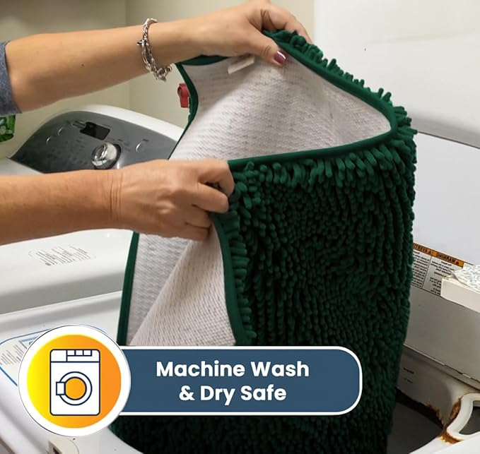 Muddy Mat® Shown on TV – Super Absorbent Door Mat Indoor, Microfiber Quick Dry Chenille Entryway Rug, Non-Slip Front Door Mat, Indoor Mats for Entryway, Machine Washable Pet Rug, Dark Green 36"x60"-PawvioPets