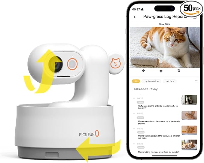 AI Dog Camera, Smart Security Camera Indoor with Phone App [Pet Recognition, Daily Activity Analysis & Motion Tracking] Cat Cam 5MP HD, 360° View, 2-Way Audio, Night Vision, 5G WiFi-PawvioPets