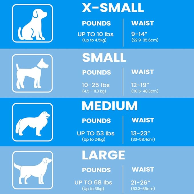 BV Dog Diapers Male X-Small (Waist 9-14 in) Super Absorbent - 50 Count Disposable - Doggie Diapers with Wetness Indicator - Adjustable Male Dog Wraps - Ideal for Incontinence/Training-PawvioPets