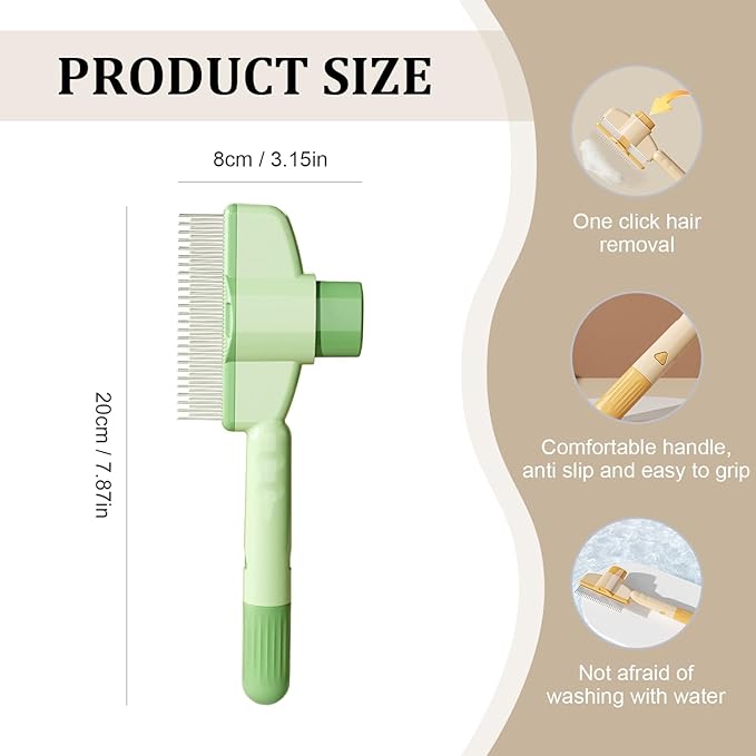 2-Pack Pet Hair Removal Comb & Flea Comb with Release Button for Cats & Dogs - Grooming Brush for Short/Long Hair Green & Yellow-PawvioPets