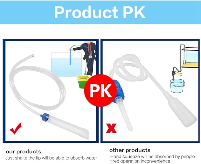 Fish Tank Siphon Cleaner Aquarium Siphon Tube, Aquarium Water Changer, Fish Tank Gravel Cleaner Aquarium Fish Tank Cleaner Aquarium Siphon, Long Nozzle Water Changer Aquarium Cleaning Tool-PawvioPets