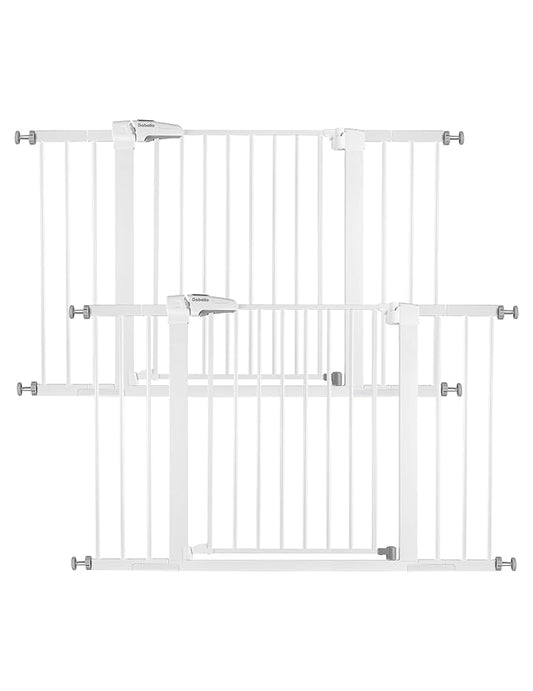 Babelio Baby Gate, 29-48 Inch Auto Close Pet Gate, Easy Install Pressure-Mounted Safety Gate, Extra Wide Pet Gate for Stairs and Doorways, 2 Pack White-PawvioPets