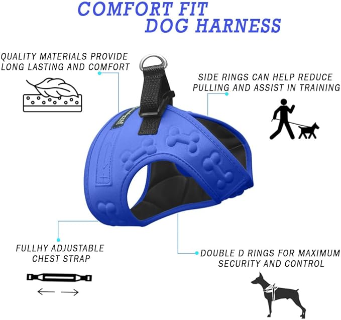 Comfort Fit Dog Harness No Pull with Adjustable Buckles Soft Padded Reflective Choke Step-in Pet Vest with Easy Control Handle for Small Medium Large Dogs & Puppies for Walking Running Training-PawvioPets