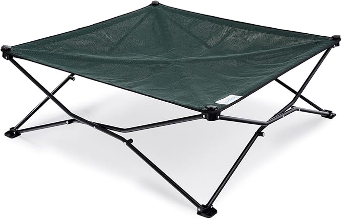 Coolaroo On-The-Go Elevated Dog Bed - Foldable Pop-Up Travel Dog Bed with Breathable, Moisture-Resistant Fabric, Carry Bag Included, Lightweight & Portable, Brunswick Green, Extra Large-PawvioPets