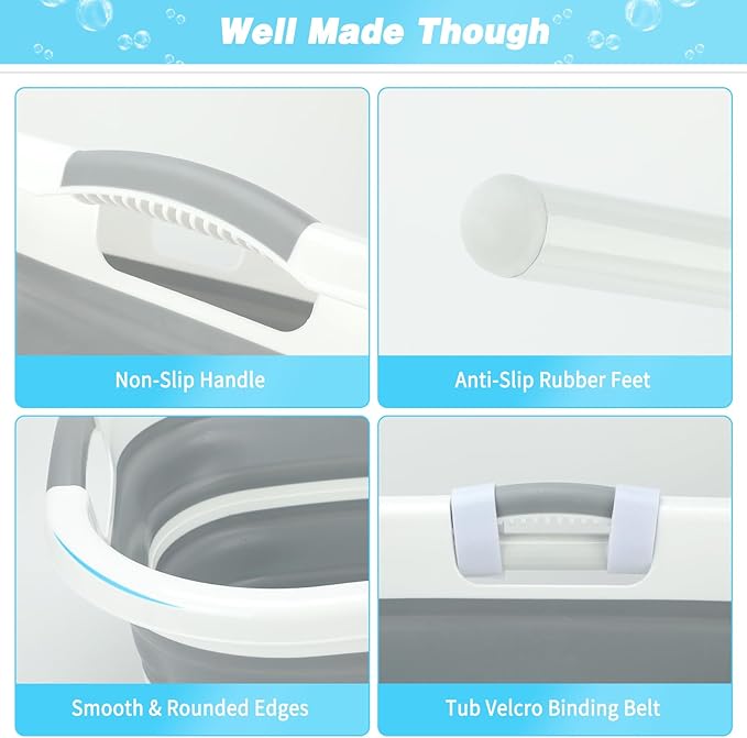 FHTONGE Elevated Dog Bathtub Grooming Station with Drain Adjustable Collar, 2 in 1 Collapsible Dogs Beautify Bathtub Portable Pet Washing Station, Pet Tub for Small Medium Dog Cat Shower Hairdressing-PawvioPets