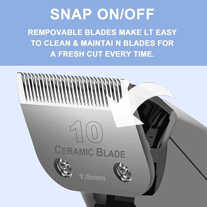 Dog Grooming Clipper Replacement Blades Compatible with Andis Pet Clipper/Oster A5/Wahl KM Series Dog Clipper,Ceramic Blade & Stainless Steel Blade(10+30+40+5FC+7FC)-PawvioPets