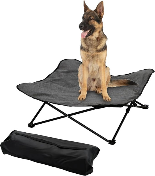 Elevated Dog Bed, Portable Raised Pet Cot for Outdoor and Indoor Folding Dog Cot Bed with Padded Filling Carrying Bag Included Pet Raised Travel Lounger for Camping Traveling (36x36x12inch)-PawvioPets