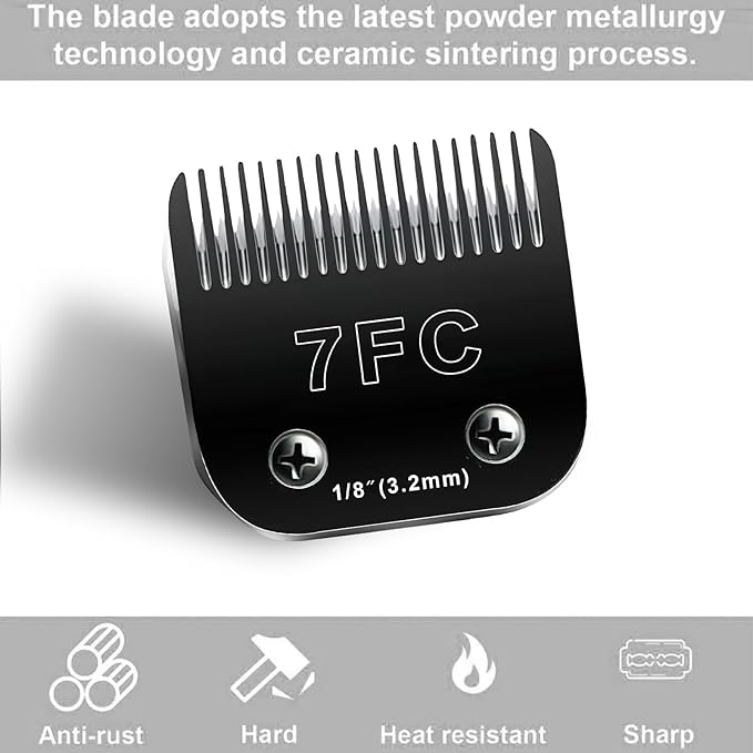 7F Blades Dog Grooming Blades Compatible with Andis/Oster A5/Wahl KM-10 Series Dog Clippers,Detachable Clipper Replacement Blade,Black (7FC/2PCS)-PawvioPets