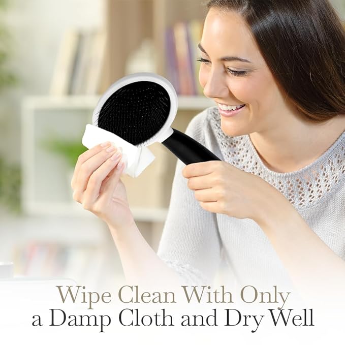 Fuller Brush Slicker Pet Brush - Angled Fine Steel Wires - Ergonomically Designed Rubberized Handle For Comfort & Control - Remove Shedding & Matted Hair - Tool For Grooming Dogs & Cat-PawvioPets