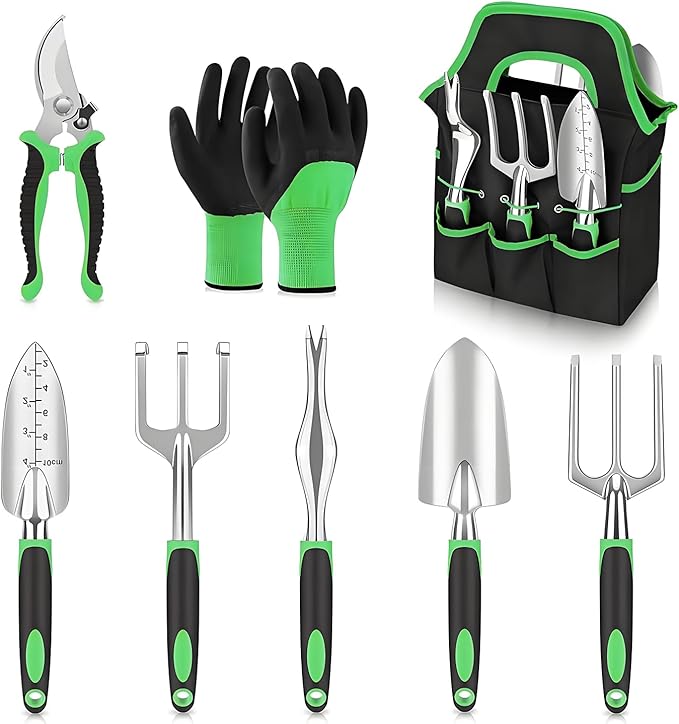 8-Piece Heavy-Duty Gardening Tools with Ergonomic Handles and Storage Bags Make A Wonderful Gift for Parents-PawvioPets