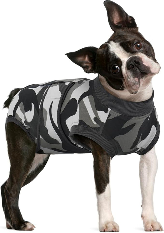FUAMEY Dog Recovery Suit Male,Dogs Surgery Neuter Suits Puppy Spay Shirts for Female Protect Dog's Skin Anti Licking Abdominal Wounds Doggie Onesie Pet Bodysuit Alternative to Cone Grey Camouflage M-PawvioPets