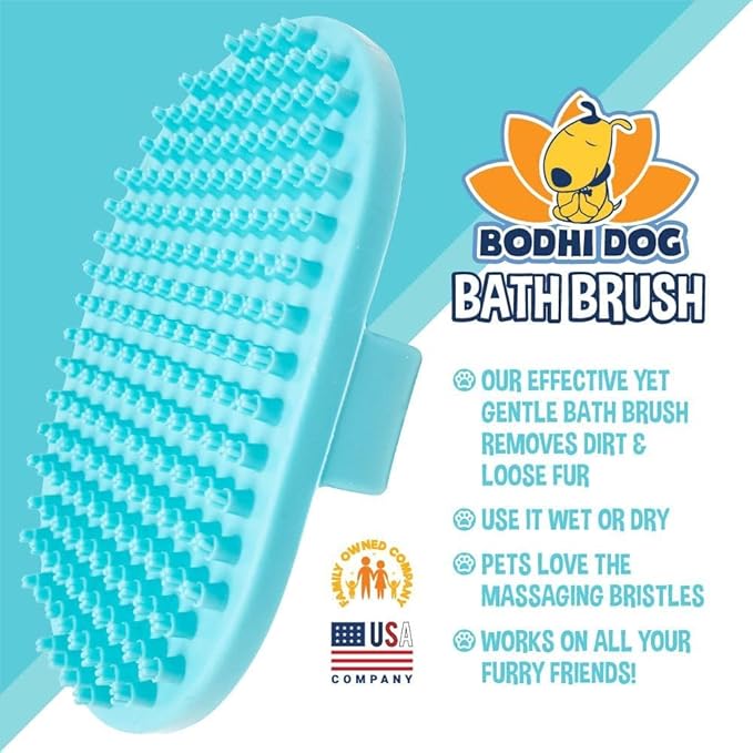 Bodhi Dog Shampoo Brush - Pet Grooming & Bath Supplies for Dogs and Cats - Bath Brush for Long & Short Hair - Premium Scrubber for Shower, Bathing & Massage (One Pack, Aqua)-PawvioPets
