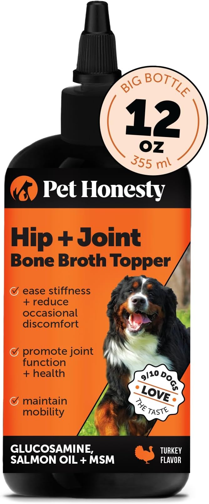 Dog Joint Supplement with Salmon Oil for Dogs - Ease Stiffness, Reduce Discomfort & Support Joint Mobility Liquid Supplement, Dog Food Topper Bone Broth with Glucosamine for Dogs (12 oz)-PawvioPets