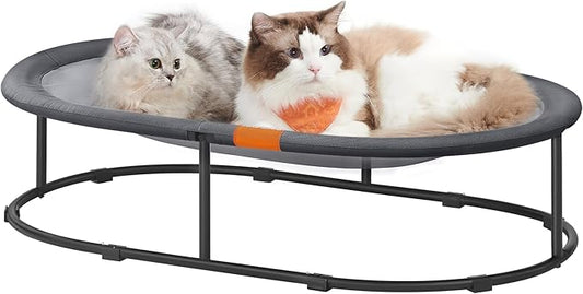 Feandrea Pet Bed, Cat Hammock, Elevated Cat Bed for Multiple Cats, with Removable Washable Mesh, for Pets up to 120 lb, Oval, Gray UPCB005G01-PawvioPets