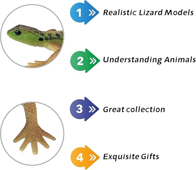 12PCS Mini Lizard Figurines Set – Small Realistic Reptile Toys, Soft Plastic Animal Models for Kids Learning, Party Favors, Diorama Decorations, and Collectors-PawvioPets