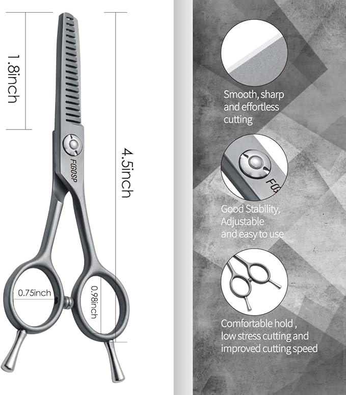 4.5" Thinning Shears for Dogs Grooming Face with Safety Round Tip for Small Dogs Face Paw Ears Trimmer Professional Small Cat Grooming Scissors (4.5" Blender, Gray)-PawvioPets