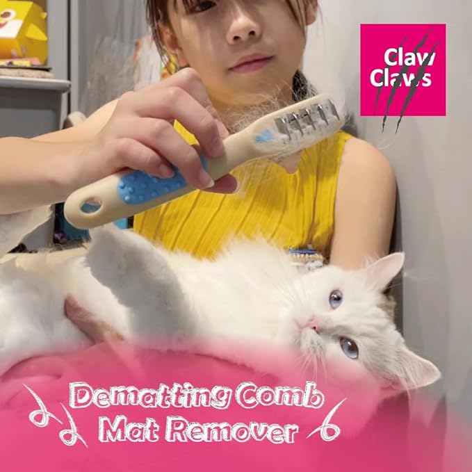 Dog and Cat Grooming Dematting Comb - Knot Remover for Long-Haired and Short-Haired Pets, Ideal for Cats, Dogs, and Rabbits - Durable and Ergonomic Design-PawvioPets