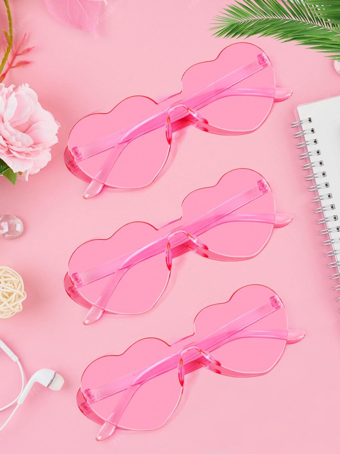 12 Pairs Heart Shaped Sunglasses for Women Colorful Glasses Fun Trendy Transparent Heart Sunglasses Party Favor (Pink)