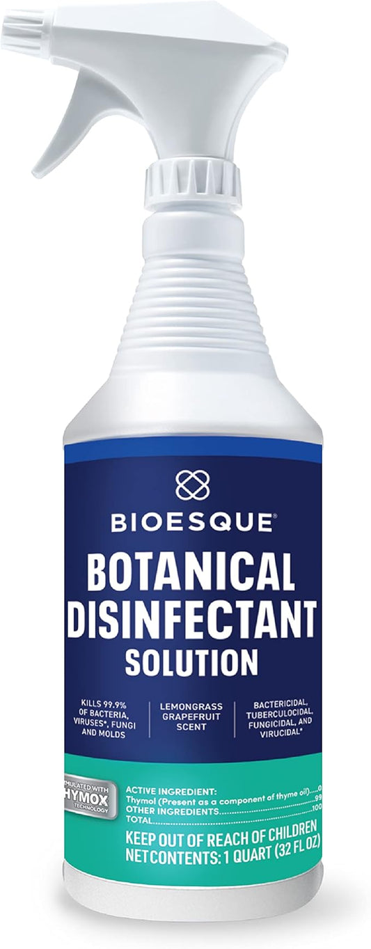 Bioesque Botanical Disinfectant Solution, Heavy Duty Broad-Spectrum Disinfectant, Kills 99.9% of Bacteria, Viruses*, Fungi, & Molds, 32 Fluid Ounce (Pack of 1)-PawvioPets