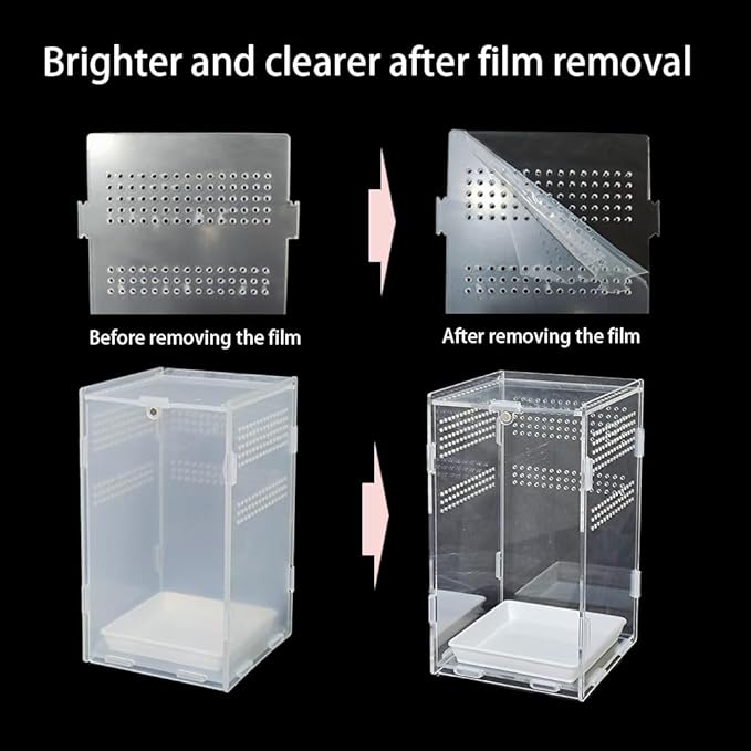 Acrylic Jumping Spider Enclosure,Reptile Enclosure,Bug Habitat, for Small Tree Dwelling Reptiles,Arboreal Tarantula Enclosure, Spider Terrarium Kit,Plastic Terrarium(4.7" X 4.7" X 8")-PawvioPets