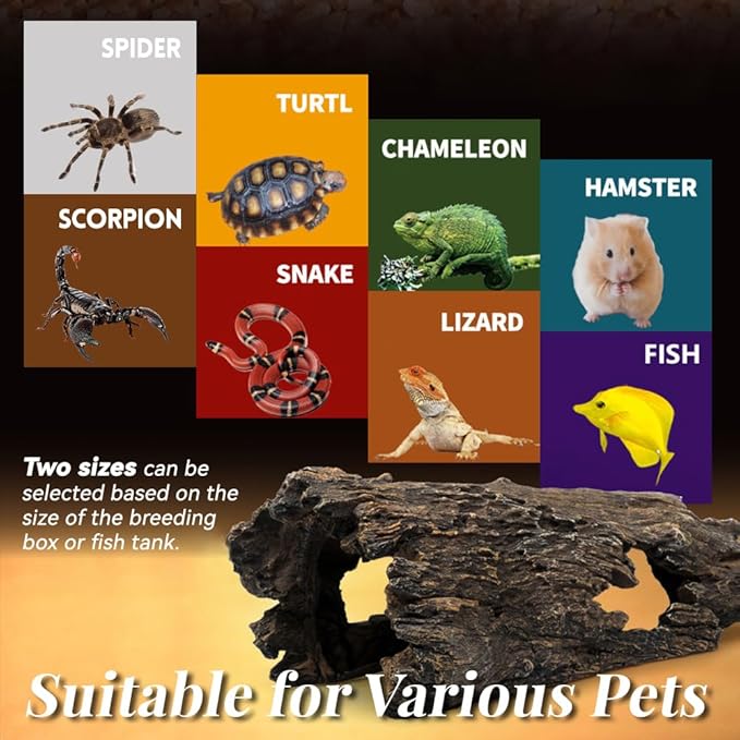 Fish Tank Decorations - Large Aquarium Decorations Air Bubbler Tree Fish House for Betta Hideout Caves Buddha Decor Temple Ruins Arched Betta Fish Accessories Reptile House Shelter Decor (Wood A-M)-PawvioPets