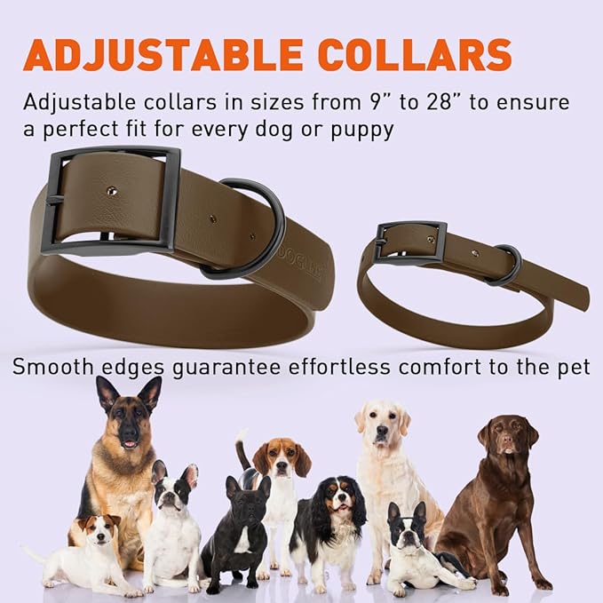 Dogline Biothane Waterproof Dog Collar Strong Coated Nylon Webbing with Black Hardware Odor- Proof for Easy Care Easy to Clean High Performance Fits Small Medium or Large Dogs, Dark Chocolate Brown-PawvioPets