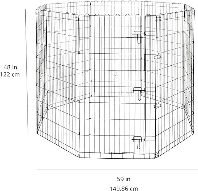 Amazon Basics Foldable Octagonal Metal Exercise Dog Playpen - Indoor/Outdoor, Single Door, Extra Large (8 Panels, 24 x 48), Easy to assemble and store customize, 48" - X-Large, Black-PawvioPets