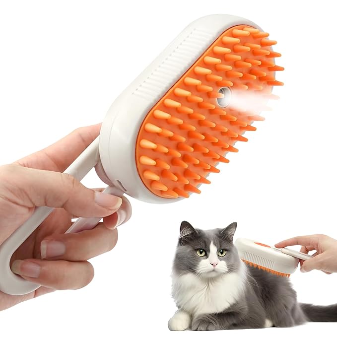 Cloud Care Cat Brush, Cat Steam Brush for Shedding, 4-In-1 Self-Cleaning Pet Steam Brushs for Long and Short Hair Cats and Dogs Grooming Supplies-PawvioPets