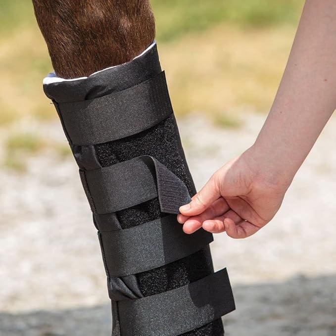 Dura-Tech Quick Wrap No Bow Leg Wraps for Horses | Size 12" | Color Black | Exceptional Leg Coverage | Versatile Use | Secure and Easy Application | Sold in Pairs-PawvioPets