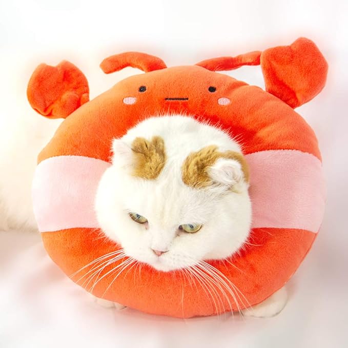 Adjustable Cat Recovery Collar Soft,Cute Pet E-Collar Neck Cone After Surgery Wound Healing Protective Cone Fit for Kitties, Small Dogs(ELC05-lobster-l)-PawvioPets
