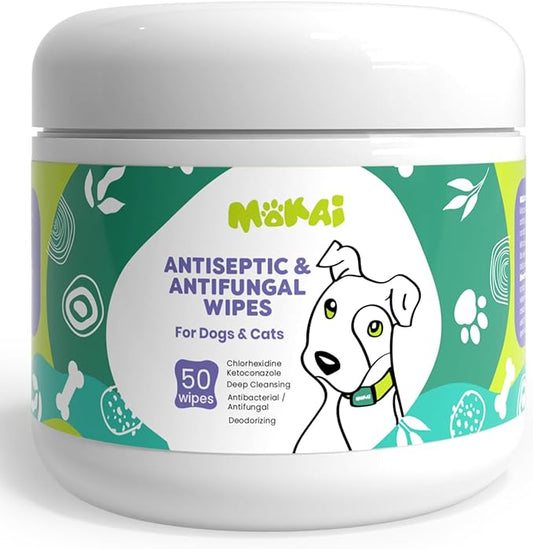 Antiseptic Wipes for Dogs Cats and Horses | Dog Chlorhexidine Wipes with Ketoconazole Dermatological Pads Hot Spots Itchy Paws Skin Rashes-PawvioPets
