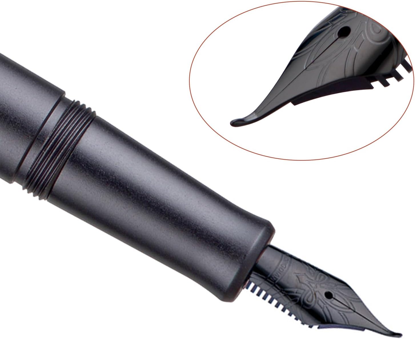 Hongdian M2 Black Forest Mini Fountain Pen, Bent Nib & Sleek Shape Aluminium Short Pocket Travel Pen (Space Gray)