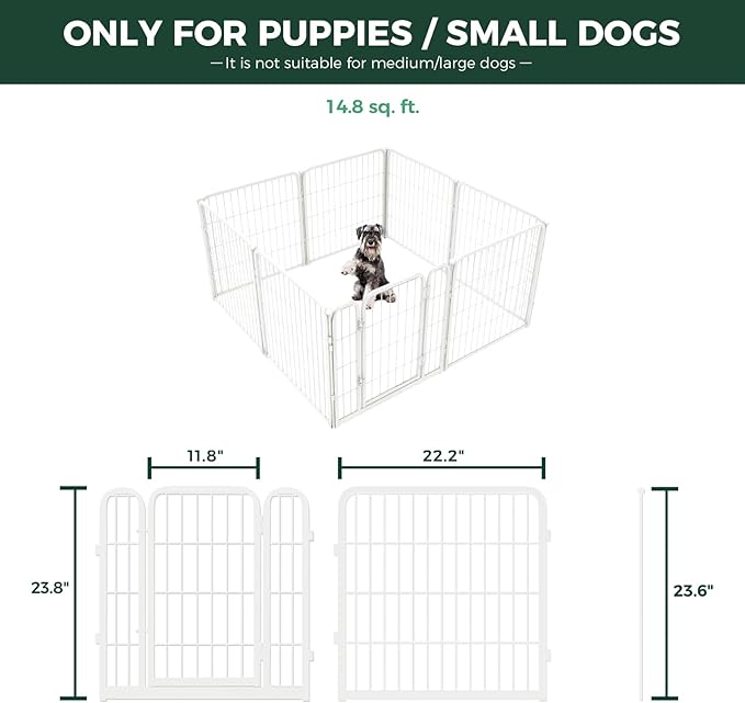 FXW Homeplus Unleashed Indoor Dog Playpen - Stress-Free and Safe Play, Heavy Duty 24 Inch 8 Wire Panels Dog Pen for Puppy and Small Dogs, White│Patented-PawvioPets