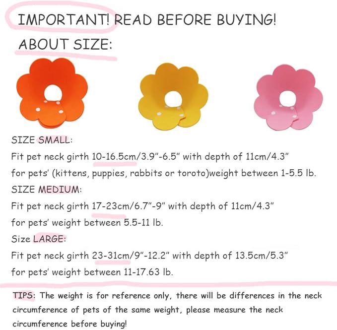 Cute Flower Recovery Collar - Adjustable M Size (2pcs), After Surgery Elizabethan Collar for Kittens, Cats, Puppies & Rabbits-PawvioPets